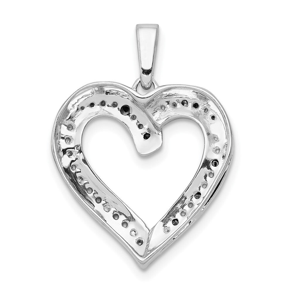 14k White Gold 1/20ct. Blue and White Diamond Heart Pendant for Women