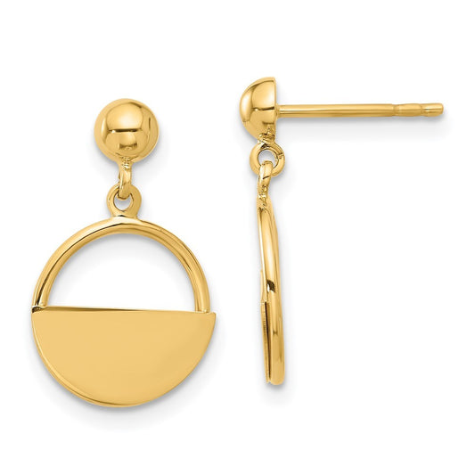 14k Yellow Gold Polished Contemporary Dangle Post Earrings