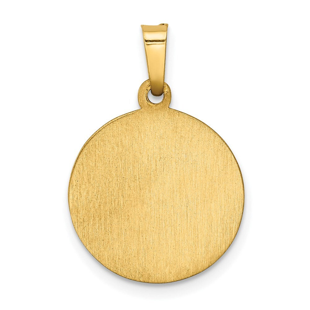 14k Yellow Gold Polished and Satin Our Lady Fatima Medal Hollow Pendant