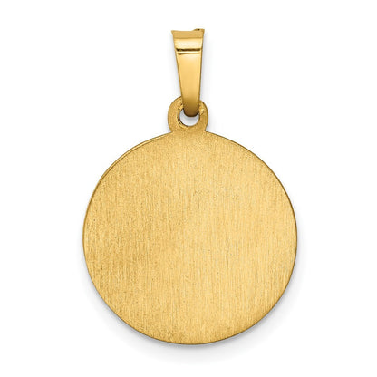 14k Yellow Gold Polished and Satin Our Lady Fatima Medal Hollow Pendant