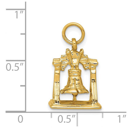 14k Yellow Gold Solid Polished 3-D Liberty Bell Charm Pendant for Women