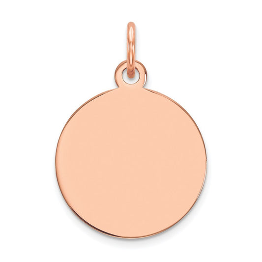 14k Rose Gold Plain .035 Gauge Circular Engravable Disc Charm Pendant for Women