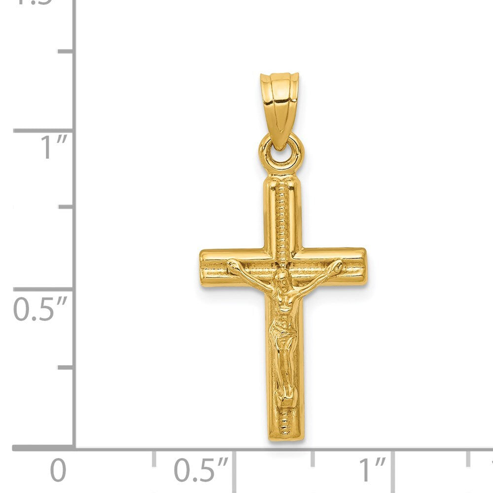 14k Yellow Gold Hollow Crucifix Pendant