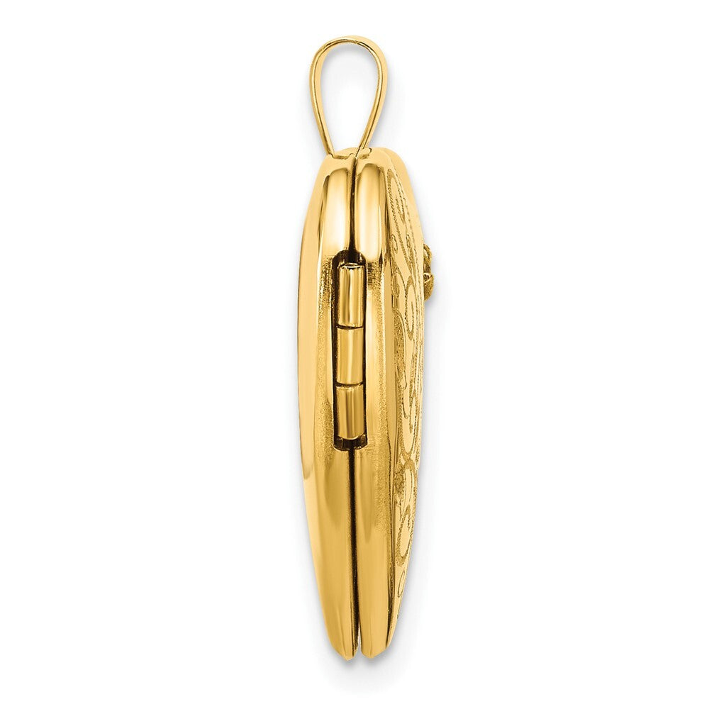 14k Yellow Gold 20mm Polished Diamond Heart Locket Pendant for Women