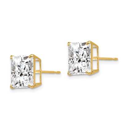14k Yellow Gold 9mm Square CZ Earrings