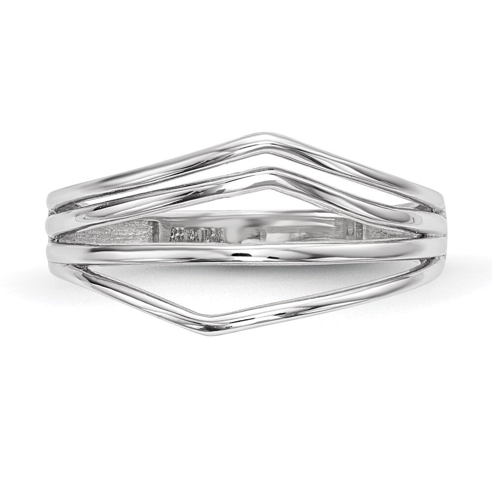 14k White Gold Polished 4-Bar Ring Size 7