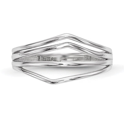 14k White Gold Polished 4-Bar Ring Size 7