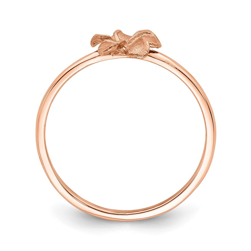 14k Rose Brushed & Polished Diamond-Cut Plumeria Ring