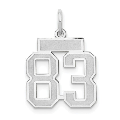 14k White Gold Small Satin Number 83 Charm Pendant for Women