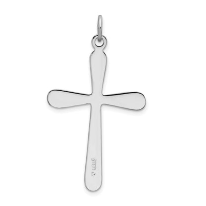 Sterling Silver Rhodium-plated Polished Cross Pendant