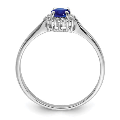 Sterling Silver Rhodium-plated Sapphire & Diamond Ring Size 6