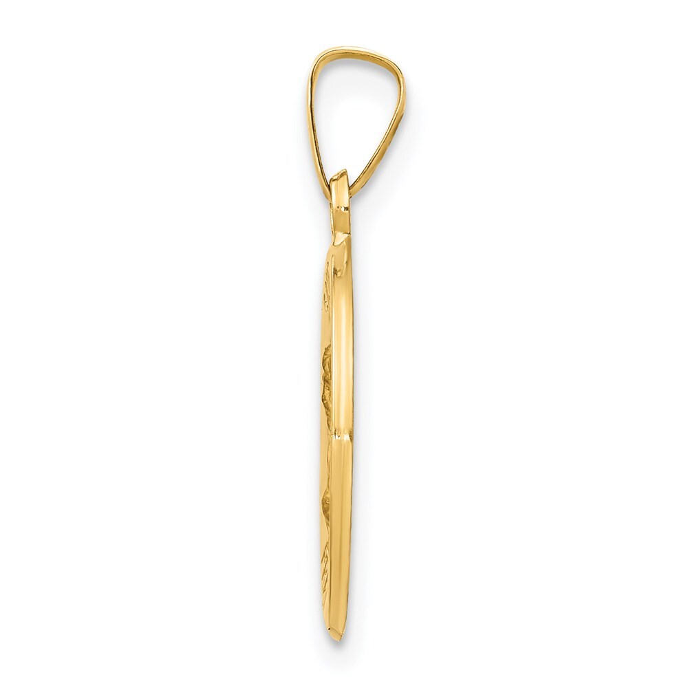 14k Yellow Gold Polished and Satin St Mark Medal Hollow Pendant for Women