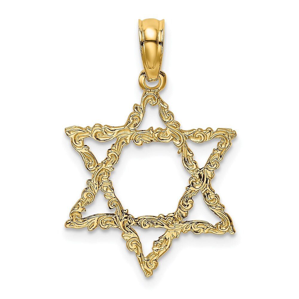 14k Yellow Gold Star Of David Charm Pendant for Women