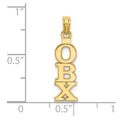 14k Yellow Gold Polished OBX (Outer Banks) Vertical Charm Pendant for Women