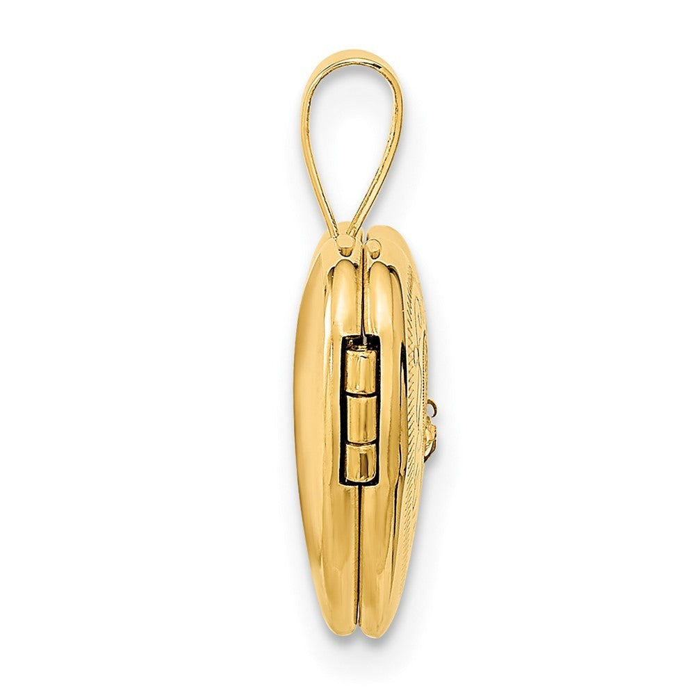 14k Yellow Gold 12mm with .01ct. Diamond Star Heart Locket