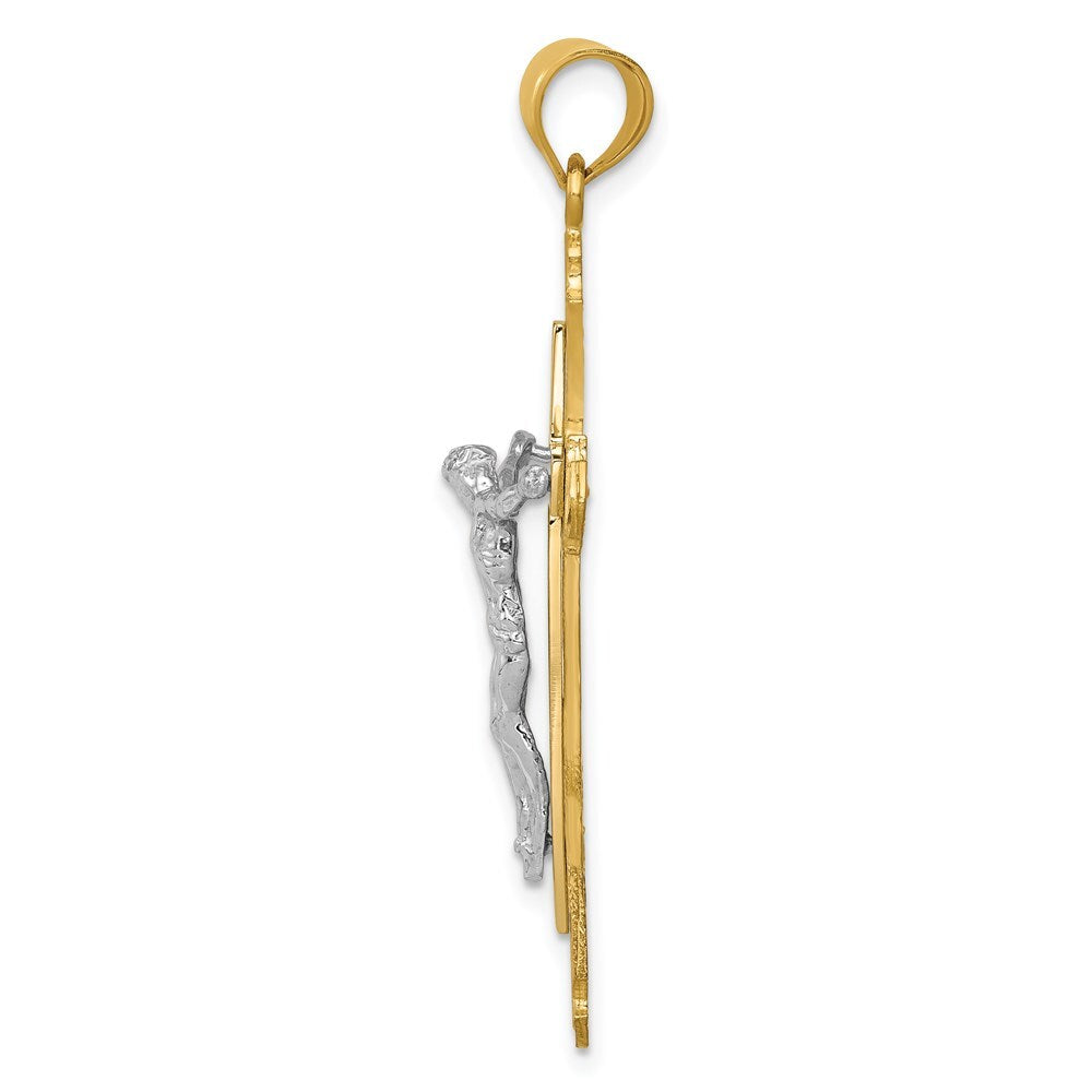14k Two-tone Gold Crucifix Pendant for Women
