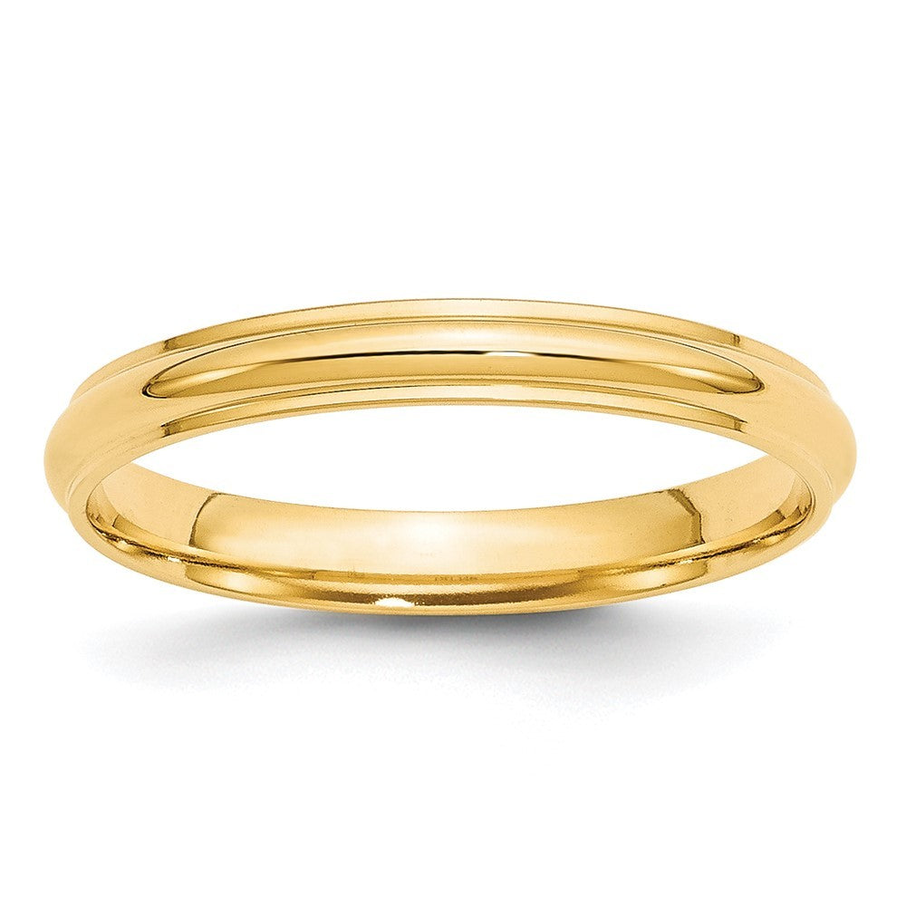 14k Yellow Gold  3mm Half Round with Edge Wedding Band Ring Size 13.5