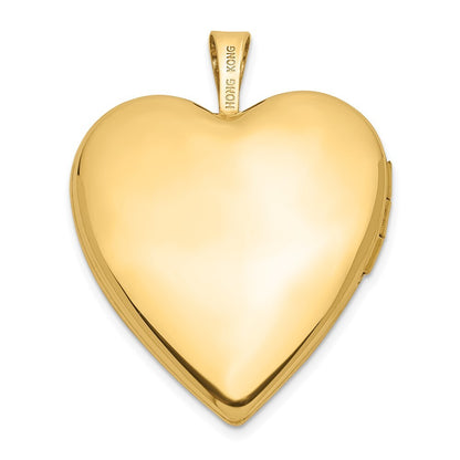 14k Yellow Gold 20mm Diamond Side Swirl Edge Heart Locket Pendant for Women