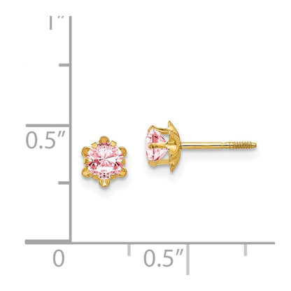 14k Yellow Gold 4mm Cubic Zirconia Birthstone (Oct) Screwback Stud Earrings