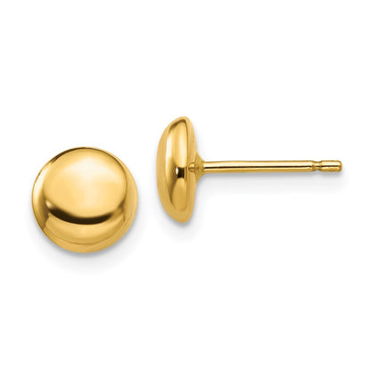 14k Yellow Gold Polished Half Ball Earrings Gift for Women