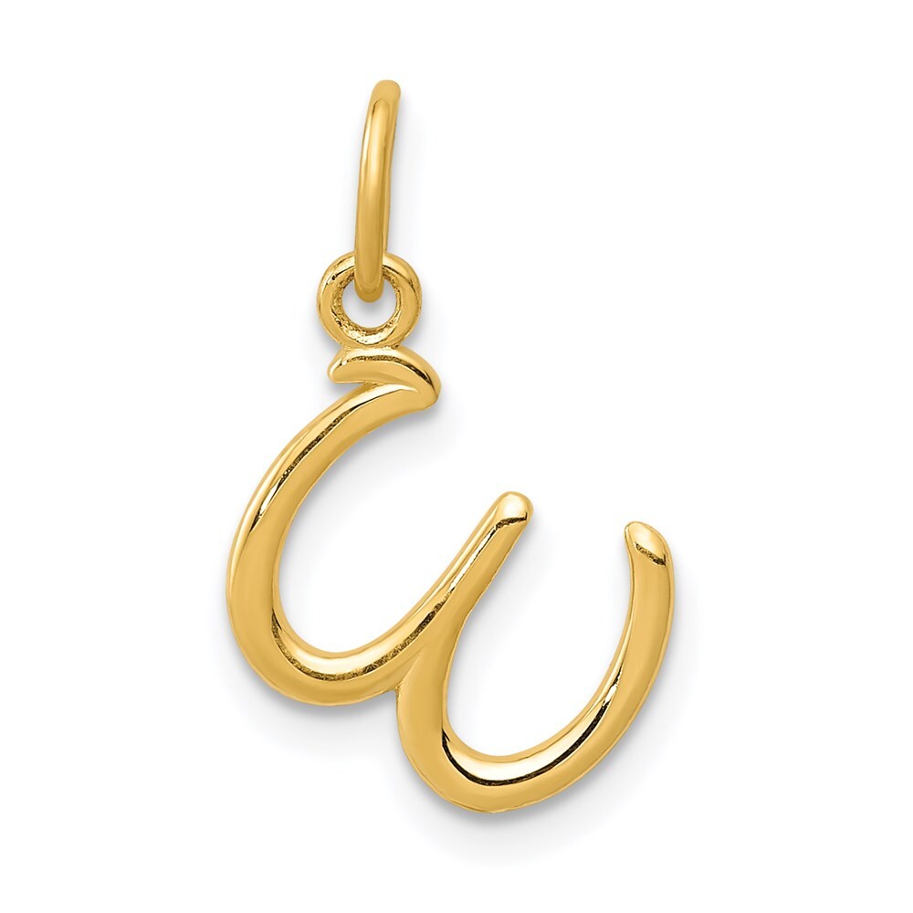 14k Yellow Gold Letter W Initial Charm Pendant for Women