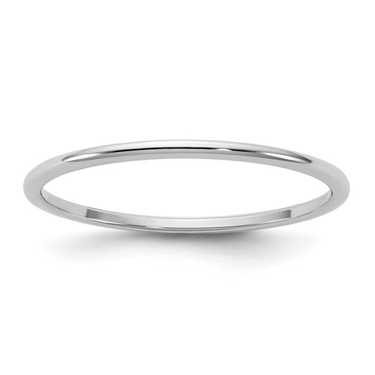 14k White Gold 1mm Half Round Band Size 8
