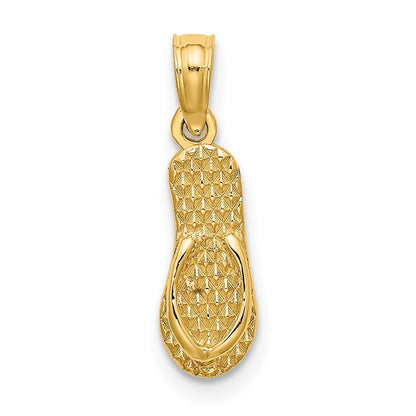 14k Yellow Gold 3D LBI (Long Beach Island) Single Flip-flop Charm