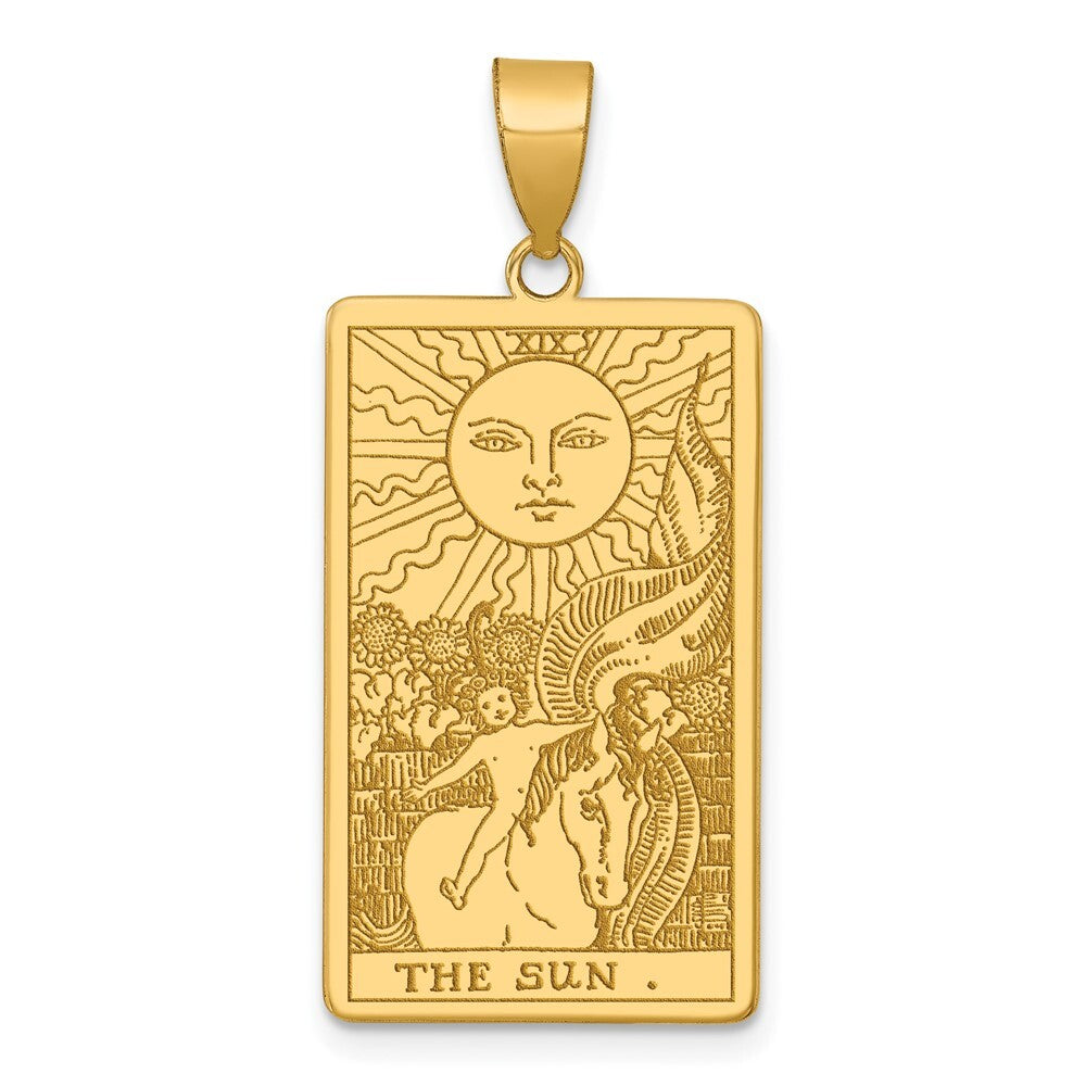 14k Yellow Gold The Sun Tarot Card Pendant for Women