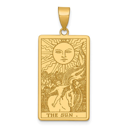 14k Yellow Gold The Sun Tarot Card Pendant for Women