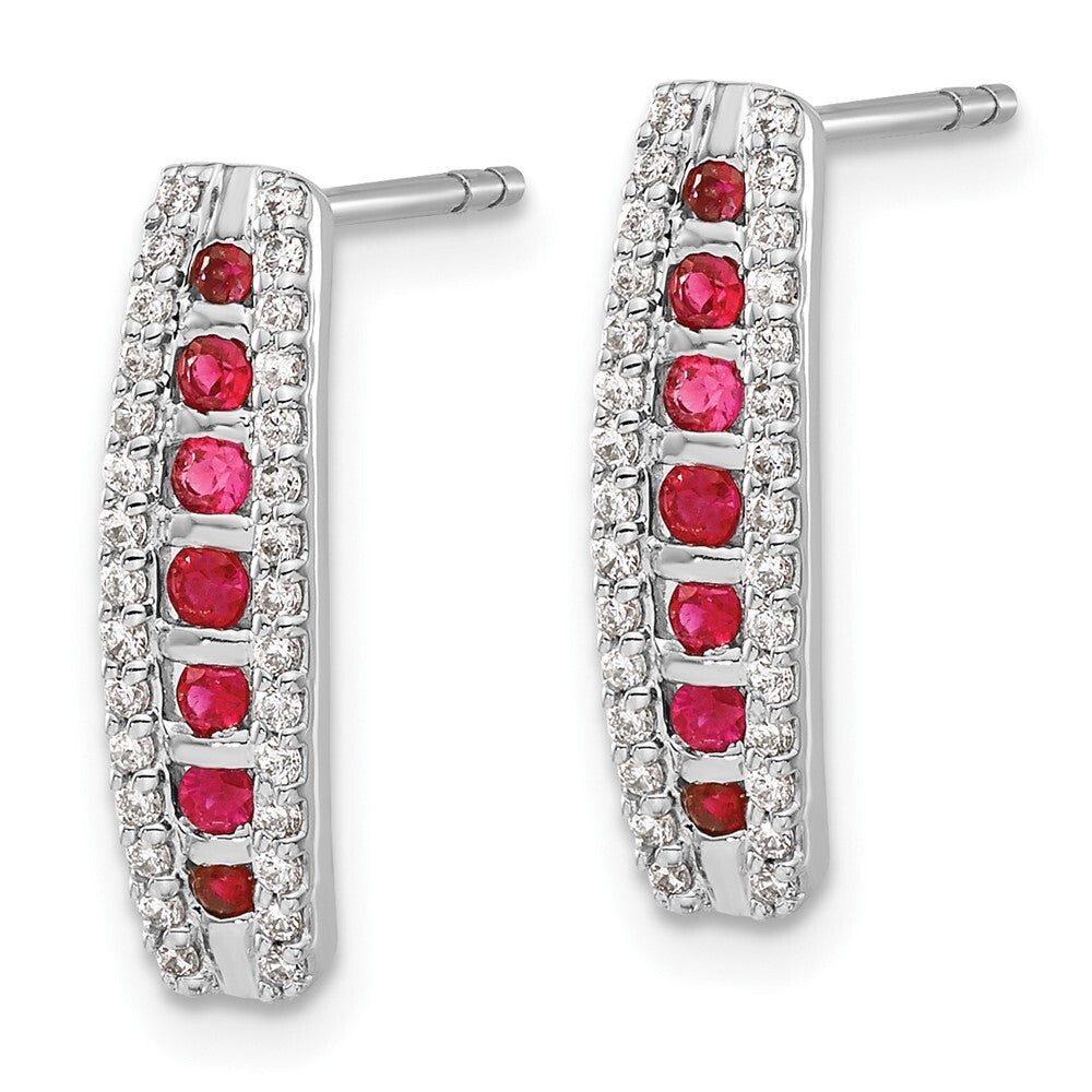 14k White Gold Diamond and Ruby Fancy Drop & Dangle Earrings