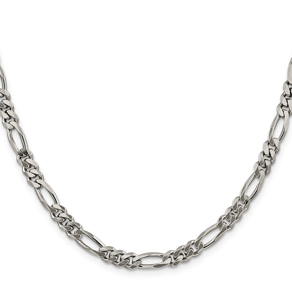 Sterling Silver Rhodium-plated 5.25mm Figaro Chain Necklace