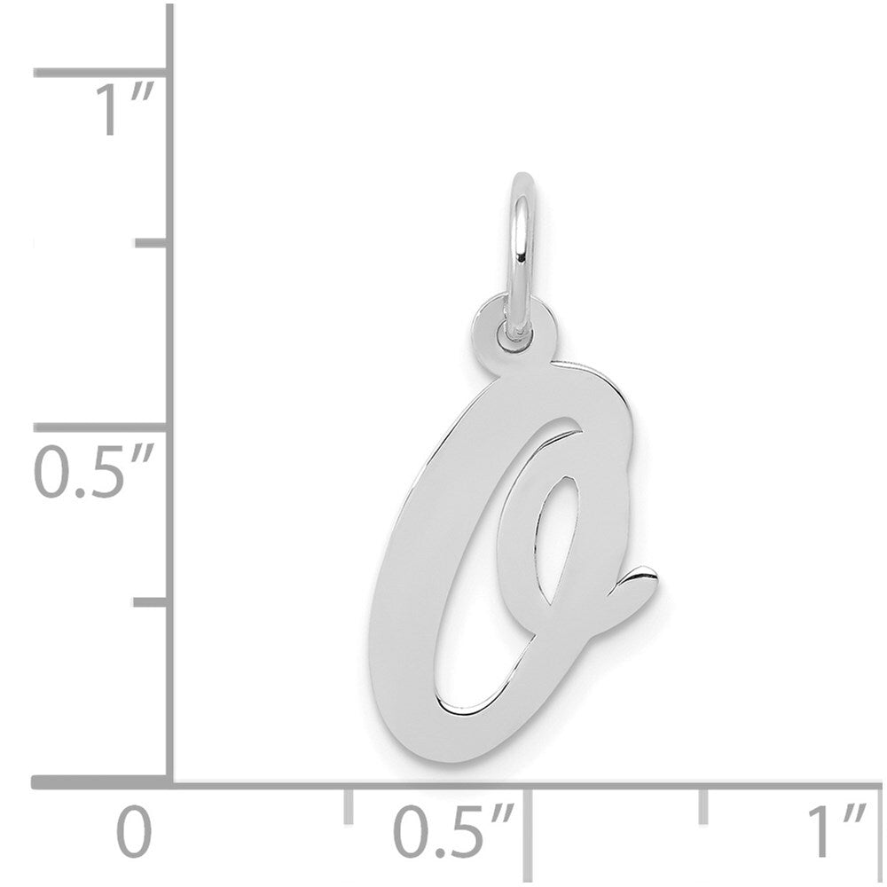 14k White Gold Medium Script Letter O Initial Charm Pendant for Women