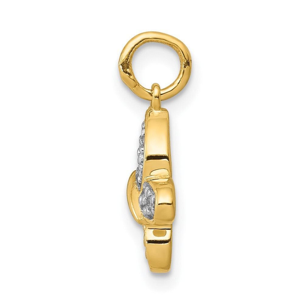 14k Yellow Gold Diamond Butterfly Charm Pendant for Women
