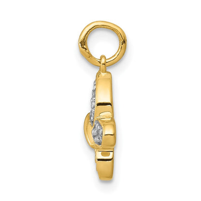 14k Yellow Gold Diamond Butterfly Charm Pendant for Women