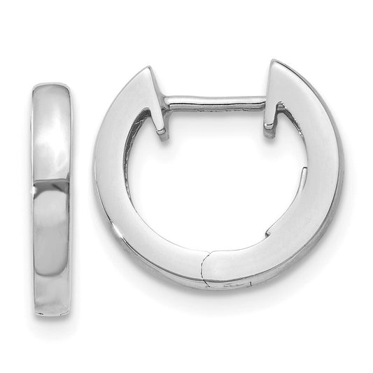 14K White Gold Hinged Hoop Earrings Gift for Women