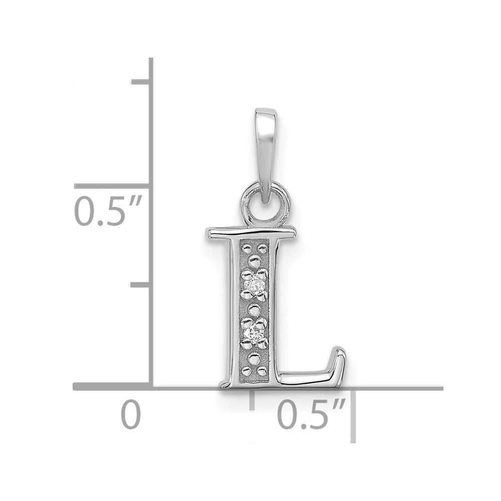 14k White Gold Diamond Letter L Initial Pendant