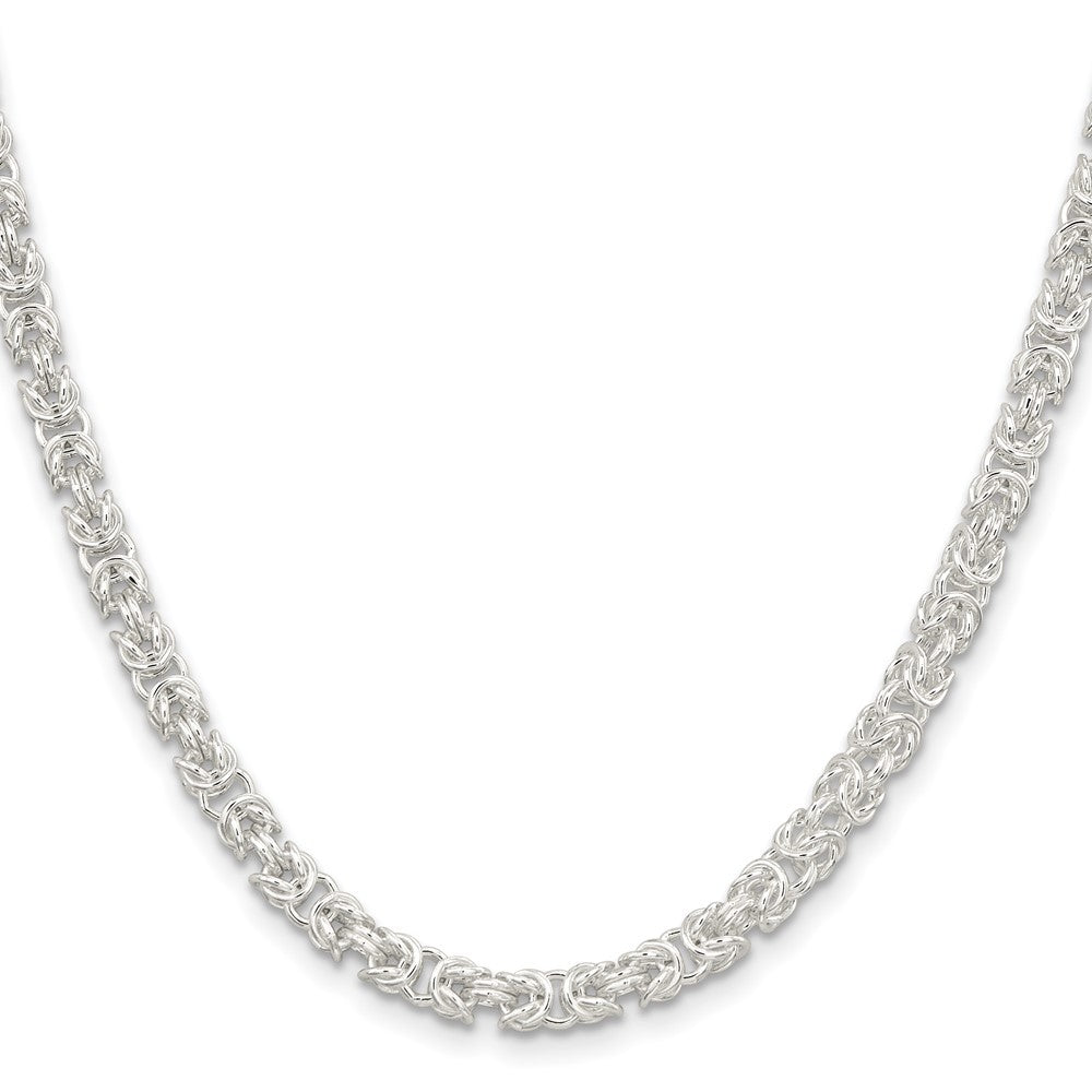 Sterling Silver 4.75mm Rounded Byzantine Chain Necklace