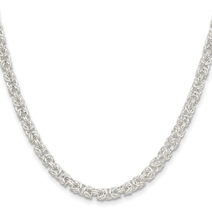 Sterling Silver 4.75mm Rounded Byzantine Chain Necklace