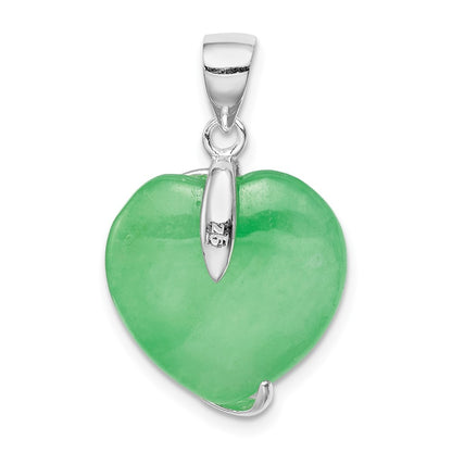 Sterling Silver Green Jade Heart Pendant