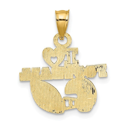 14k Yellow Gold I HEART FOOTBALL Charm