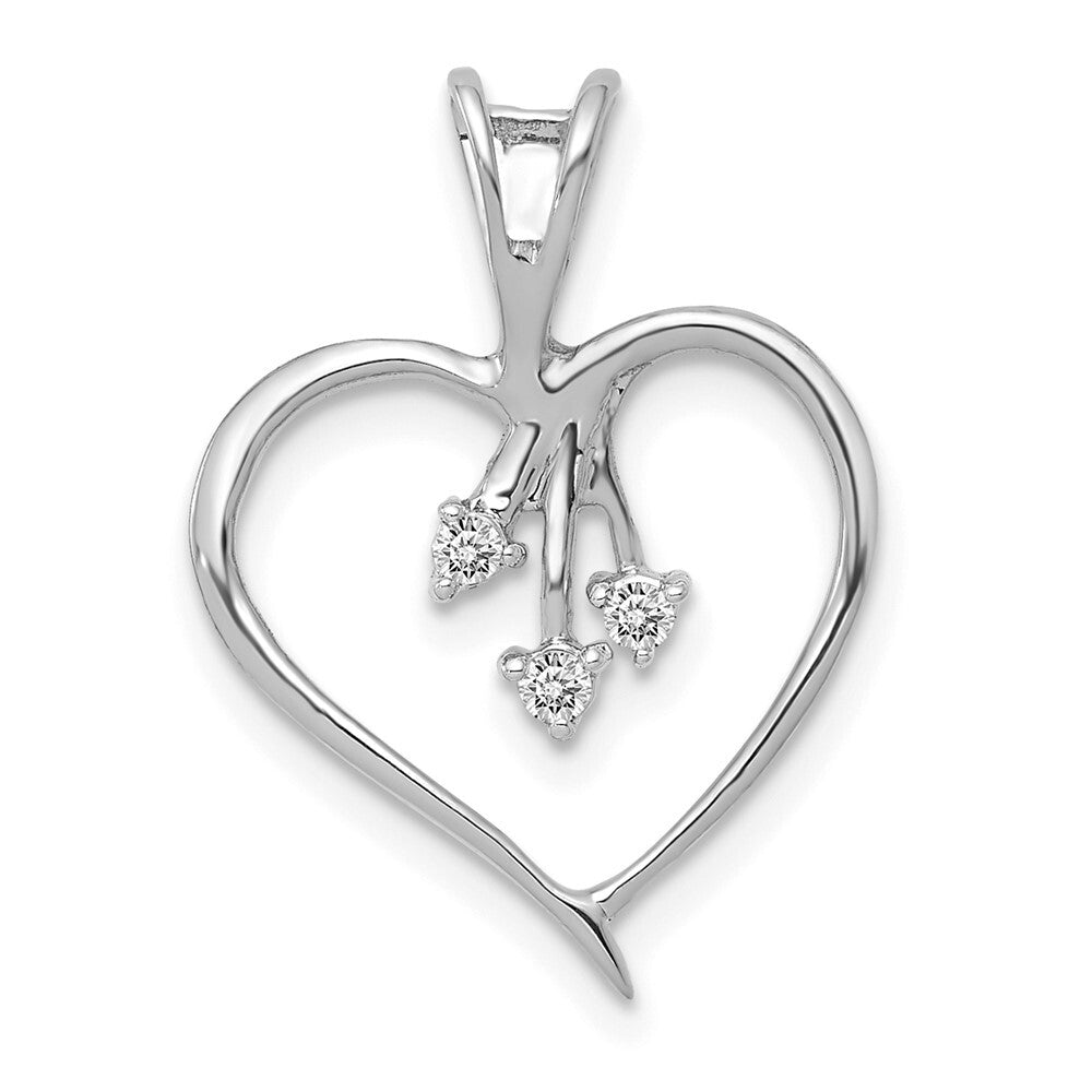 14k White Gold Diamond Heart Pendant for Women