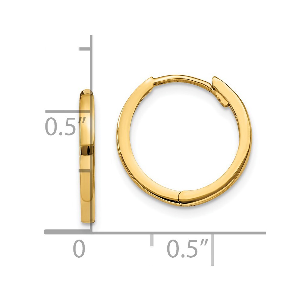 14k Yellow Gold Round Hinged Hoop Earrings Gift for Women