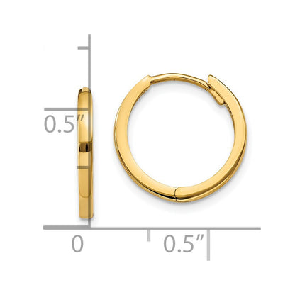 14k Yellow Gold Round Hinged Hoop Earrings Gift for Women