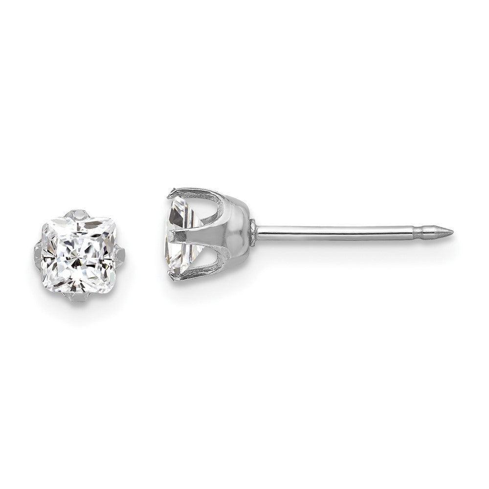 14k White Gold 5mm Sq CZ Earrings