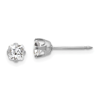 14k White Gold 5mm Sq CZ Earrings