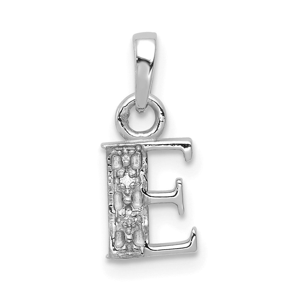 14k White Gold Rhodium-plated Diamond Letter E Initial Pendant