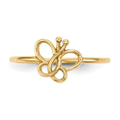 14K Yellow Gold Polished Butterfly Ring Size 7