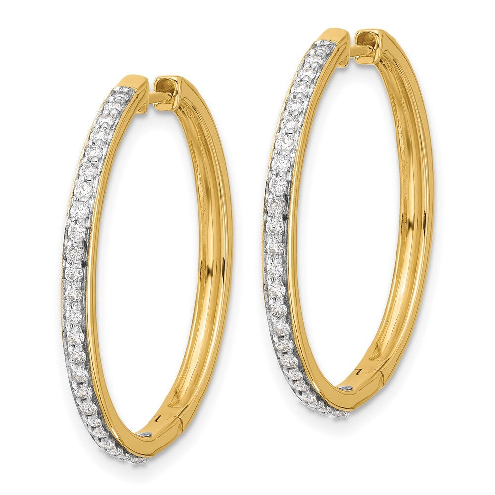 14k Yellow Gold Diamond Hinged Hoop Earrings