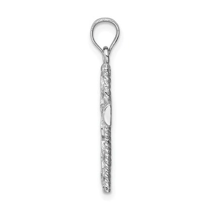 14k White Gold White Polished Braided Cross Pendant for Women