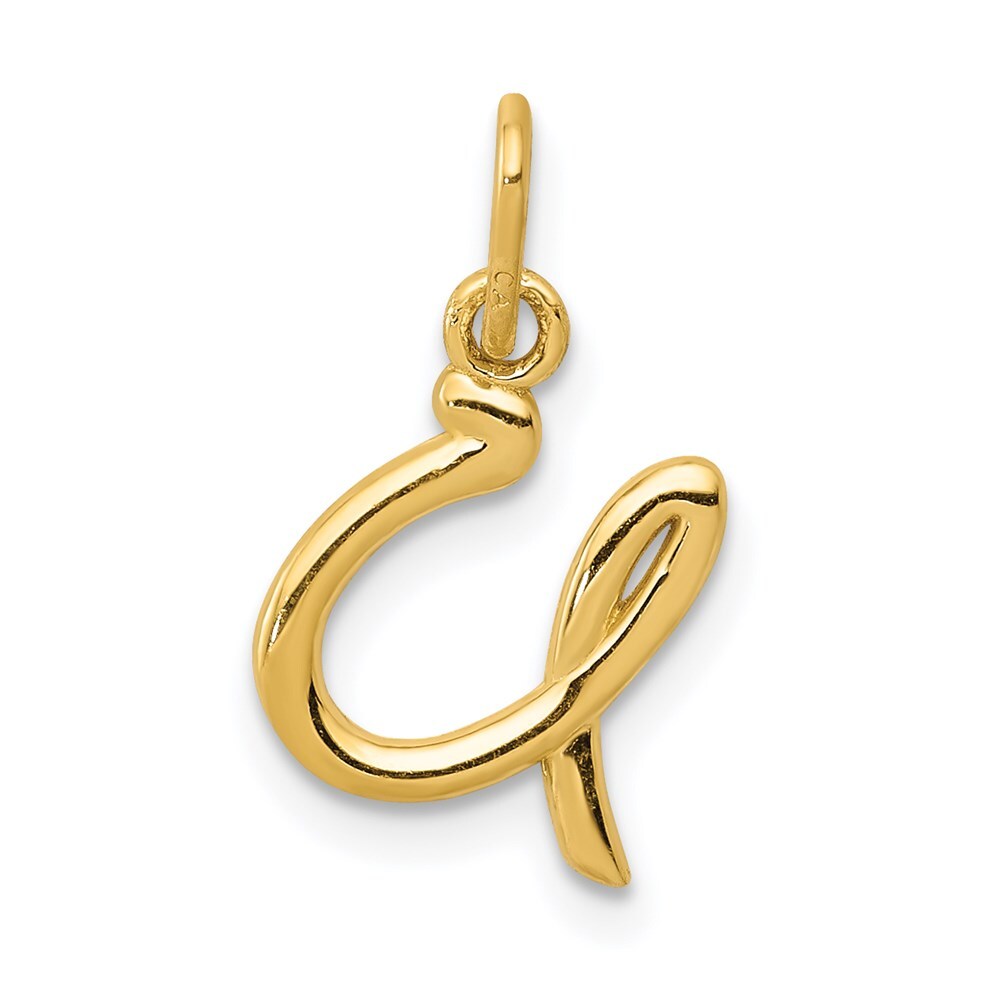 14k Yellow Gold Letter U Initial Charm Pendant for Women